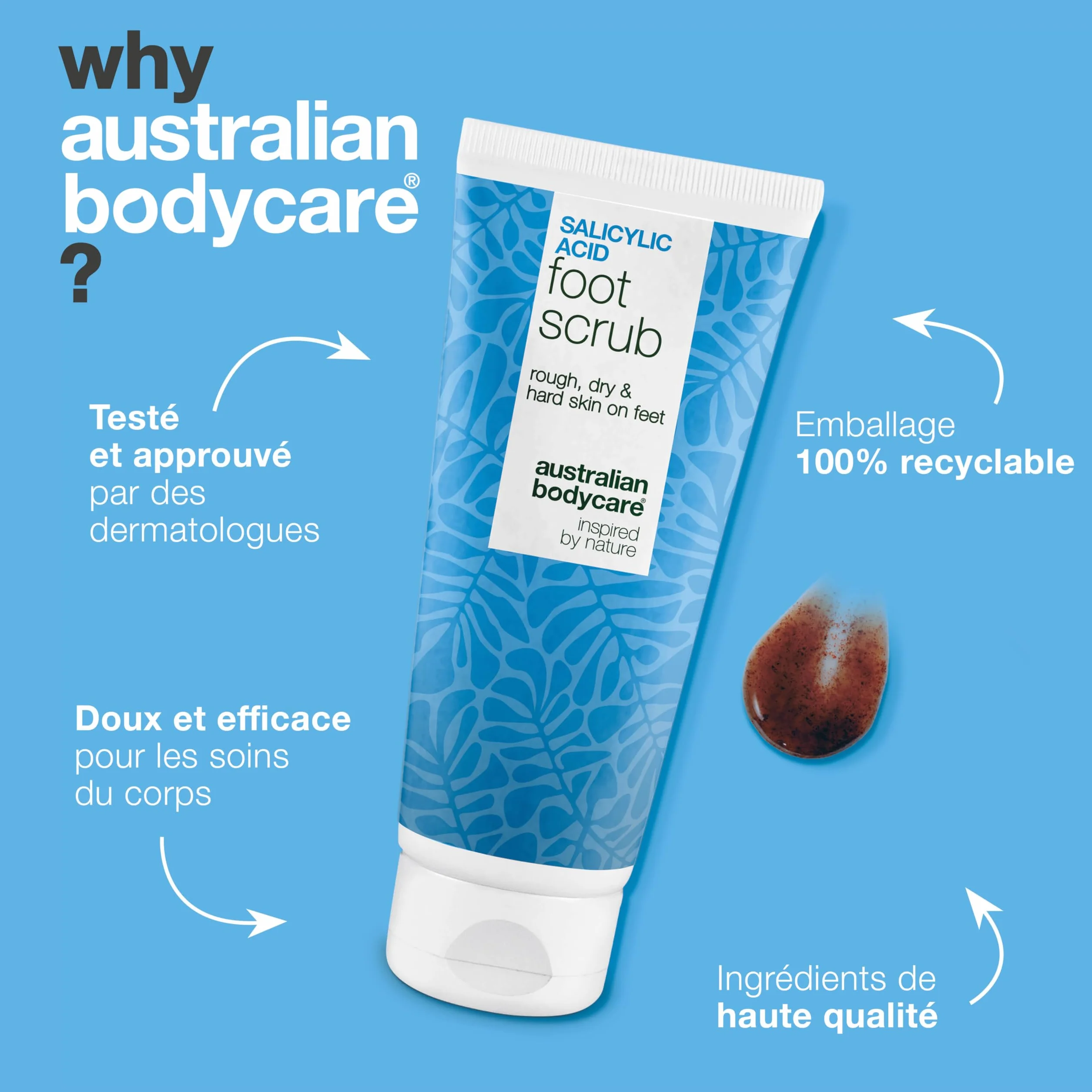Gommage pied exfoliant crevasse durillon cor AHA BHA acide glycolique acide salicylique graines abricot