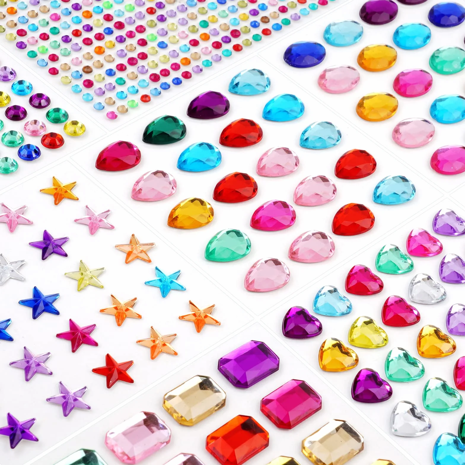 Vicloon Strass Autocollants 900+ Auto-Adhésifs Diamant Cristal Acrylique pour Visage Maquillage Ongles DIY