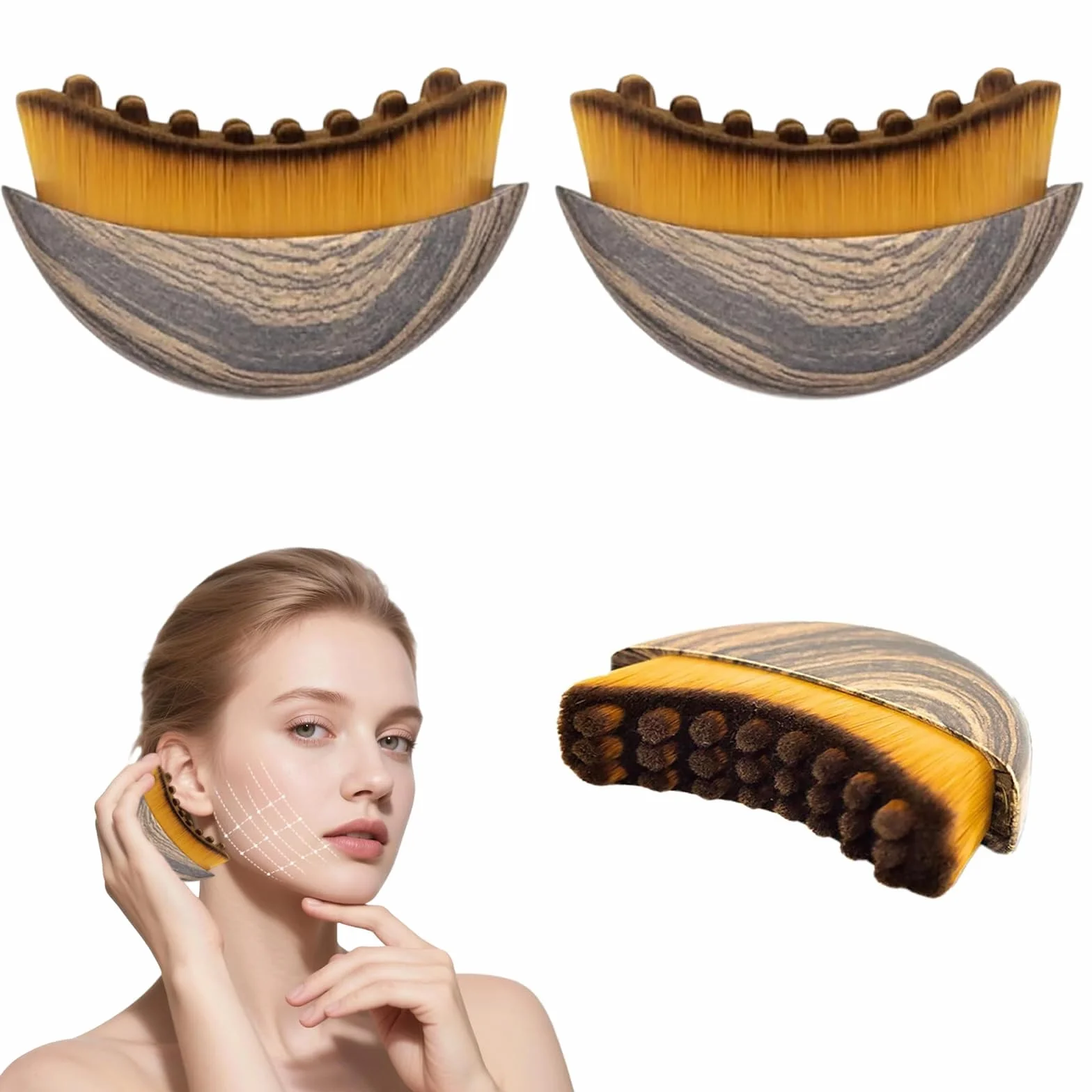 Brosse de Contour Lymphatique pour le Visage, Drainage Lymphatique, Massage Raffermissant, Nettoyage Visage, Sculpture Menton Mâchoire