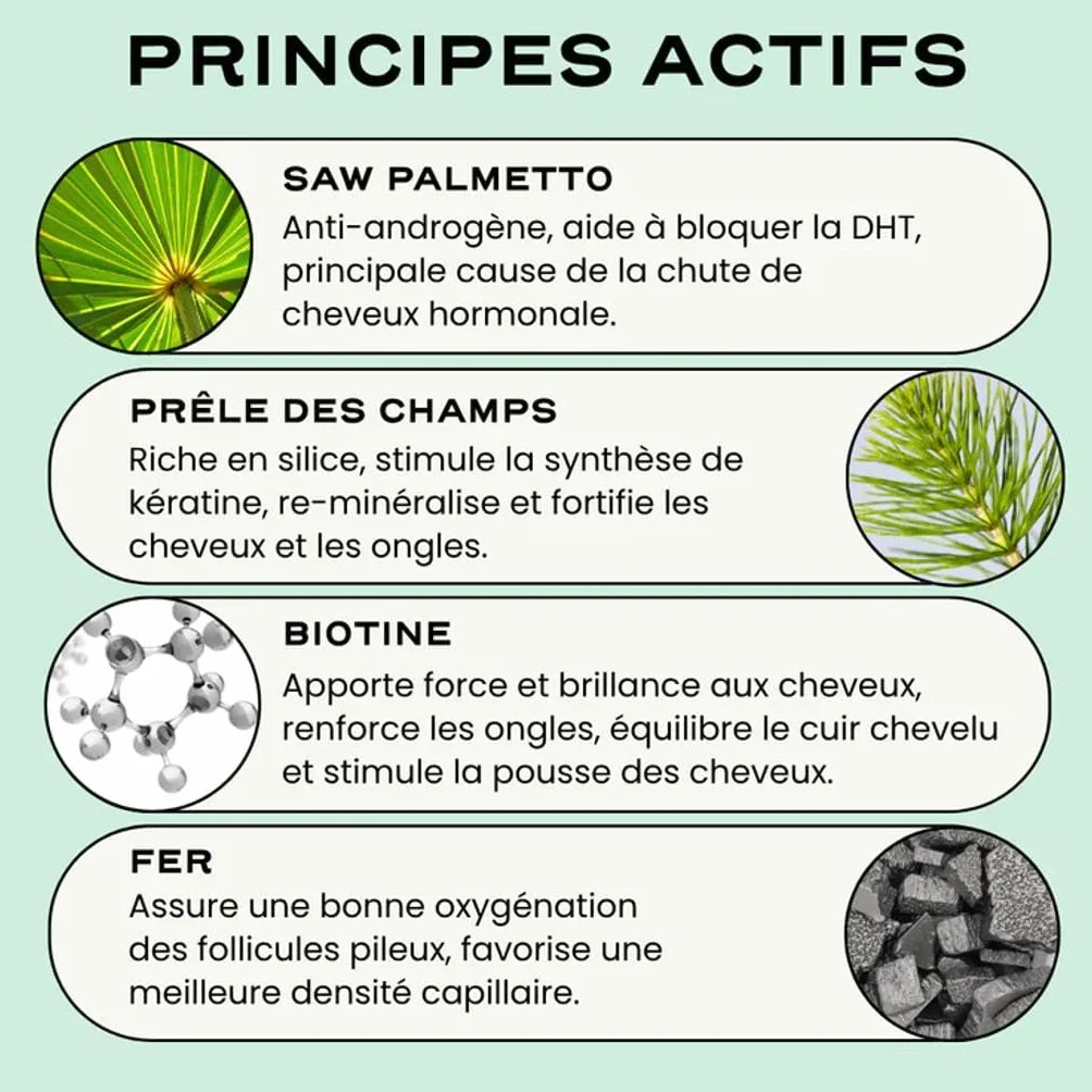 GROW Complément Antichute Cheveux Femme Stimule Repousse Rééquilibre Cuir Chevelu Renforce Ongles