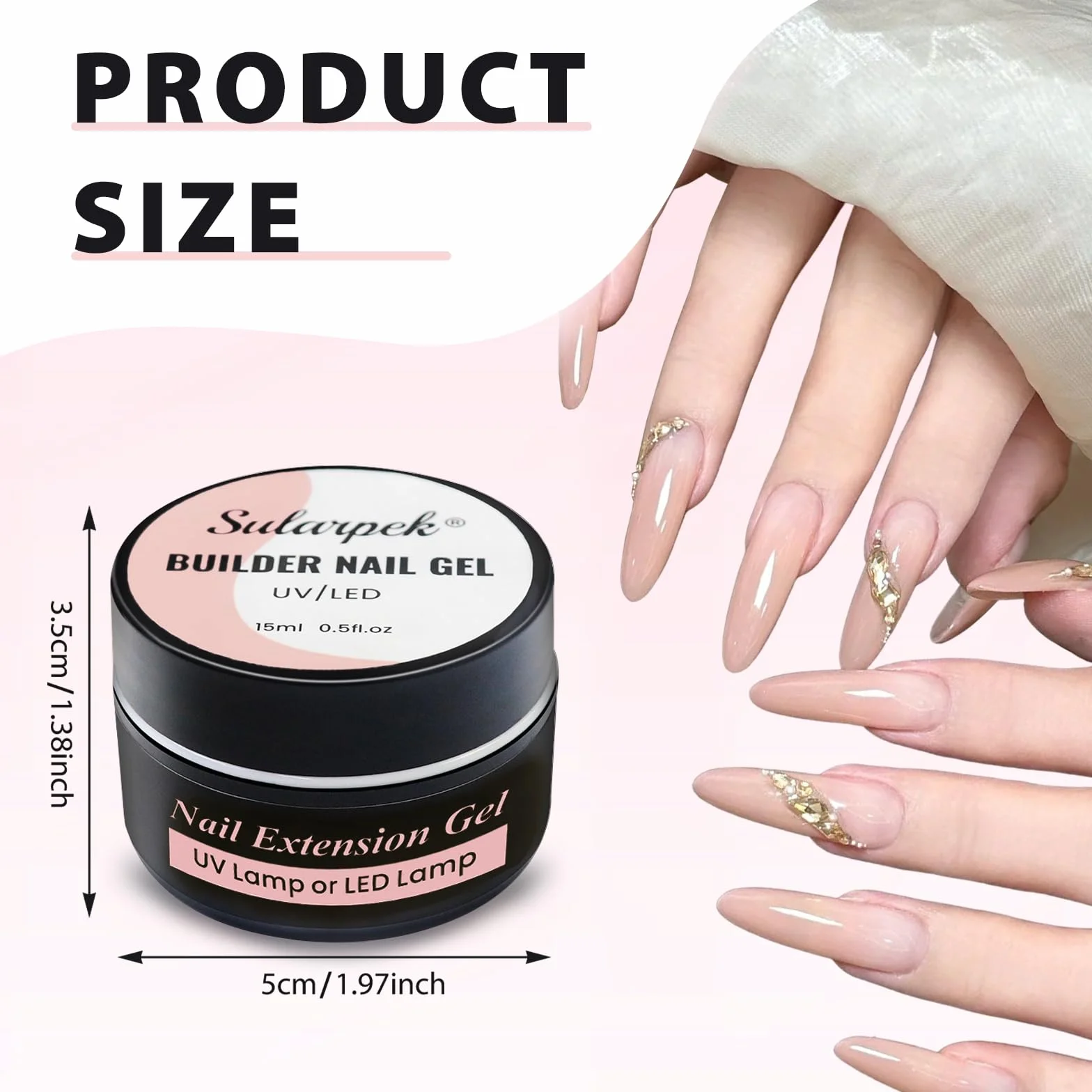 Gel Construction Ongle UV 15 ML Builder Gel Base Gel UV Ongles Renforcement Extension Nail Art Manucure DIY Milky Rose