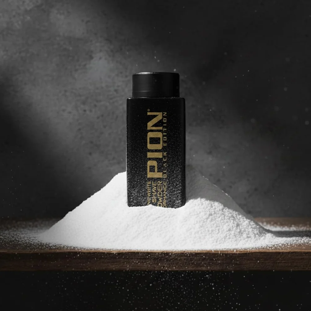 Pion Barber Shave Talc Powder Black Edition Poudre blanche ultra fine rasage douceur 180 g
