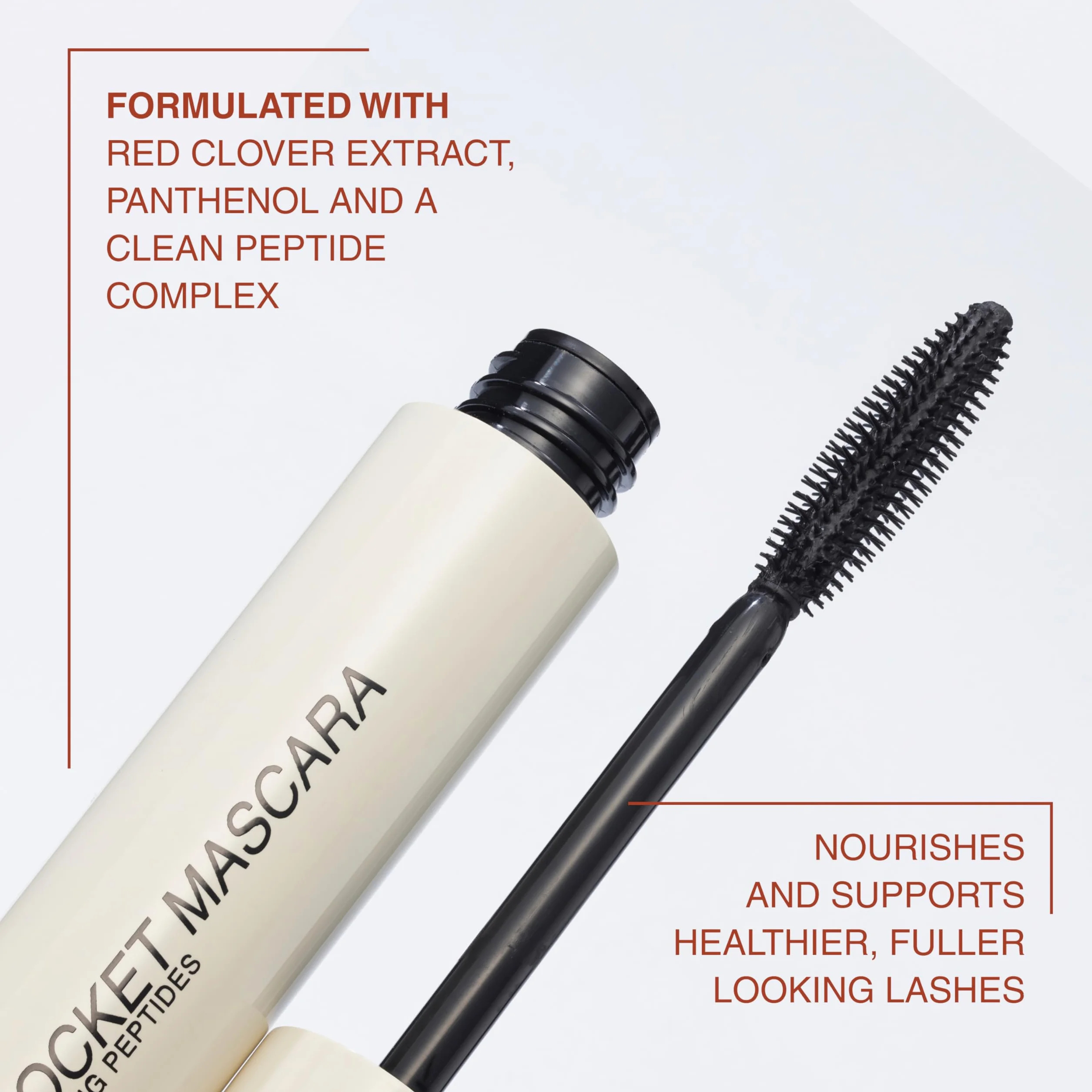 Freck Beauty Mascara Lashrocket avec des peptides de cils qui renforcent les cils, revitalisant et nutritif, les cils ont l'air plus épais, plus longs et plus forts à chaque application. Couleur