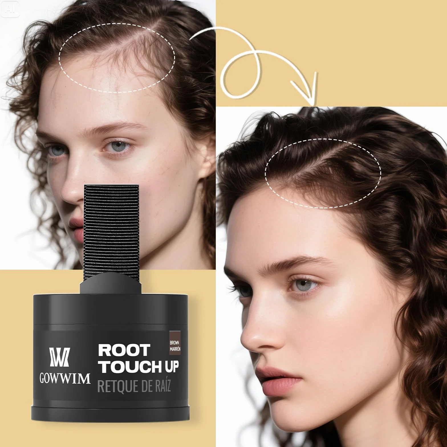 Poudre capillaire marron moyen 4 g correcteur imperméable épaississant cheveux racines clairsemés
