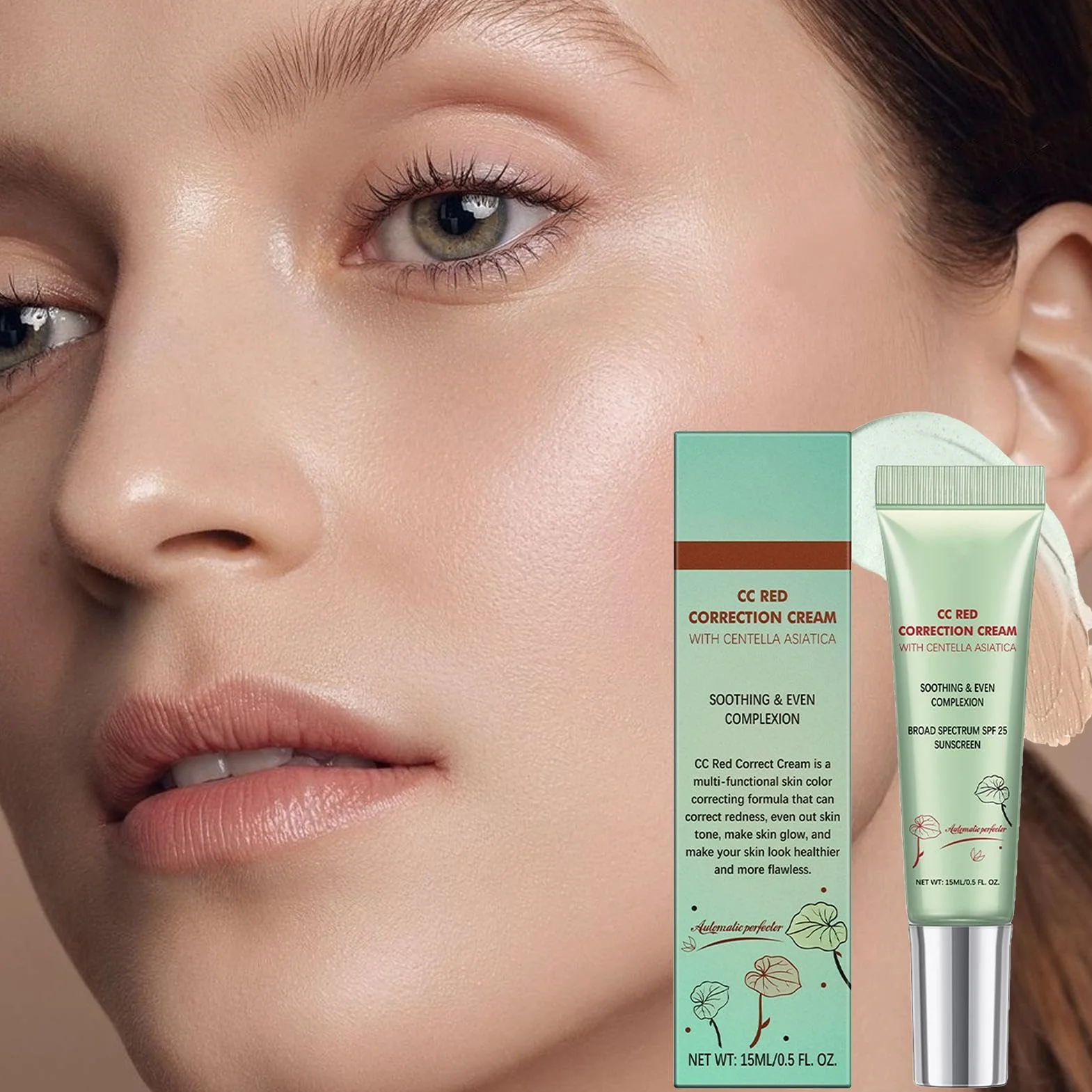 Crème CC Centella Asiatica Hydratante Teintée Correctrice Rougeurs Visage Red Correct