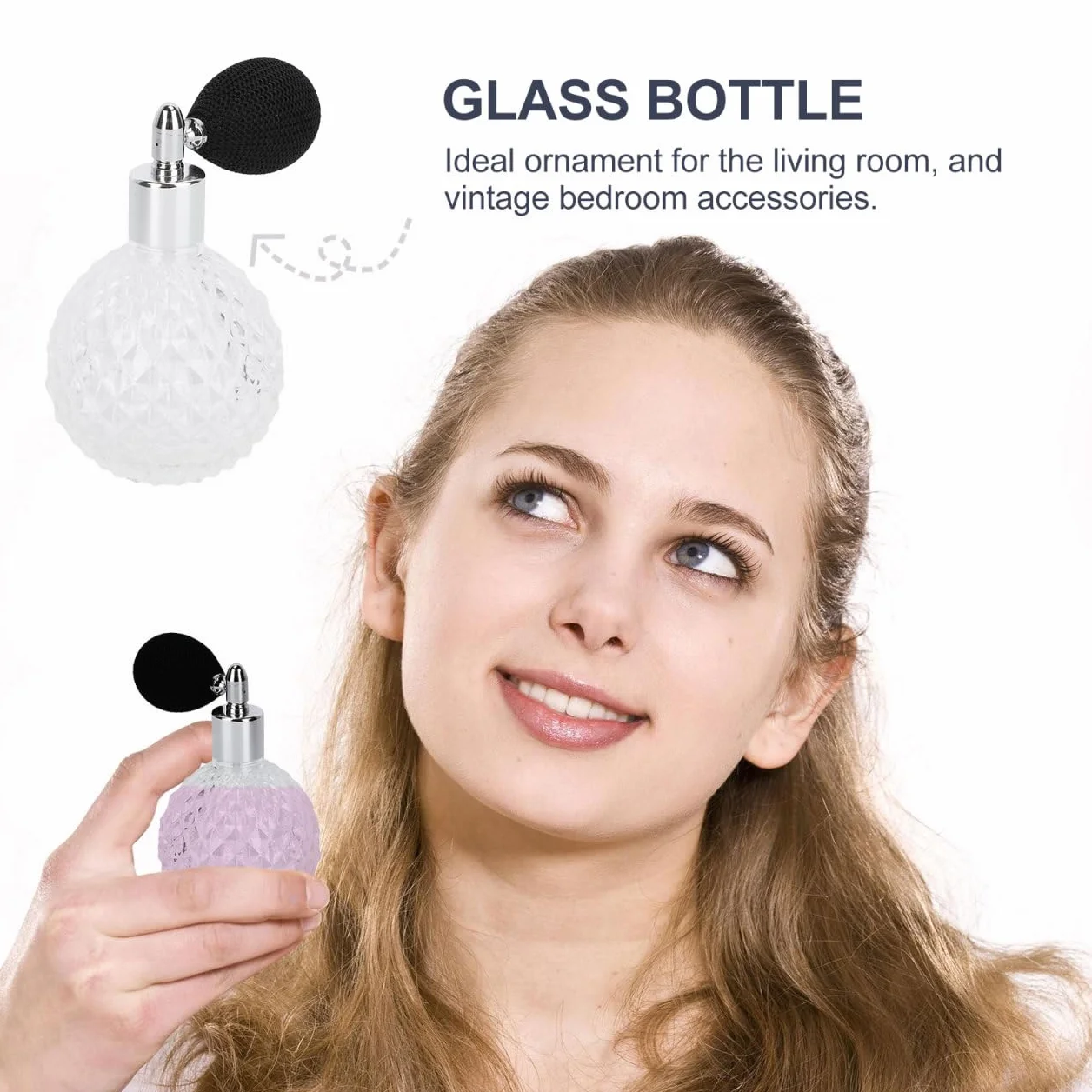 Bouteille de Parfum Vintage en Verre Rechargeable, 3.94 Oz (120 ml) Flacon Vaporisateur Étanche pour Parfum Lotion Huile, Accessoire Chic pour Maison et Voyage, Transparent