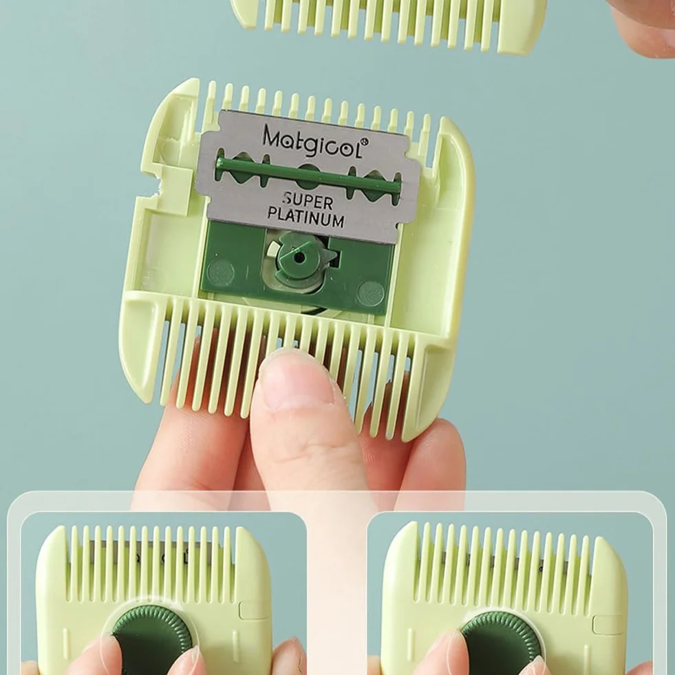 2-in-1 Kids Hair Trimmer, Double-Sided Razor Comb Clipper for Thin & Thick Hair, Trim Pocket Comb (Pink)