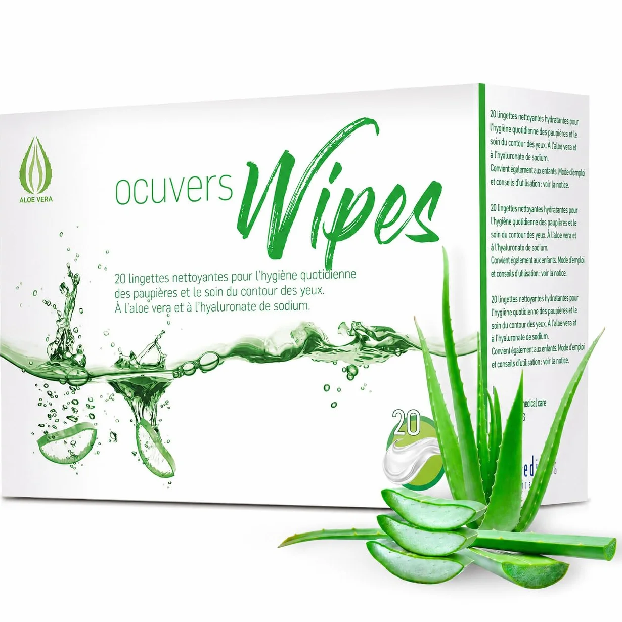 Ocuvers Lingettes nettoyage yeux hygiène paupières acide hyaluronique Aloe Vera yeux secs orgelet inflammation