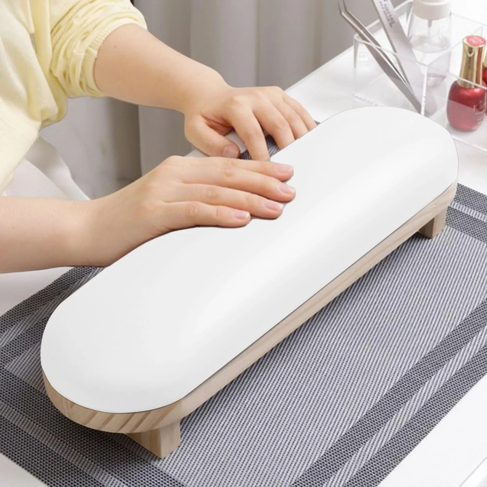 Repose-bras pour ongles | Support antidérapant, imperméable, stable avec revêtement PU - Repose-main manucure | Pour salon, pratique à domicile, débutants