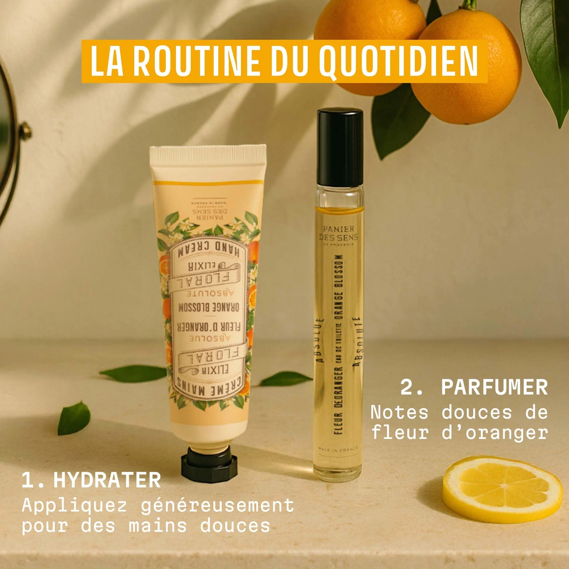 Panier des Sens Crème Mains Peau Sèche Fleur d’Oranger Hydratante Huile d'Olive Amande 96% Naturels 30 ml