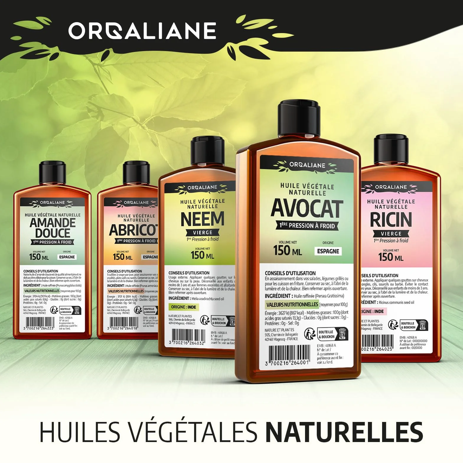 Huile d'Avocat 100% pure 500 ml - Assaisonnement cuisine - Huile corps et cheveux