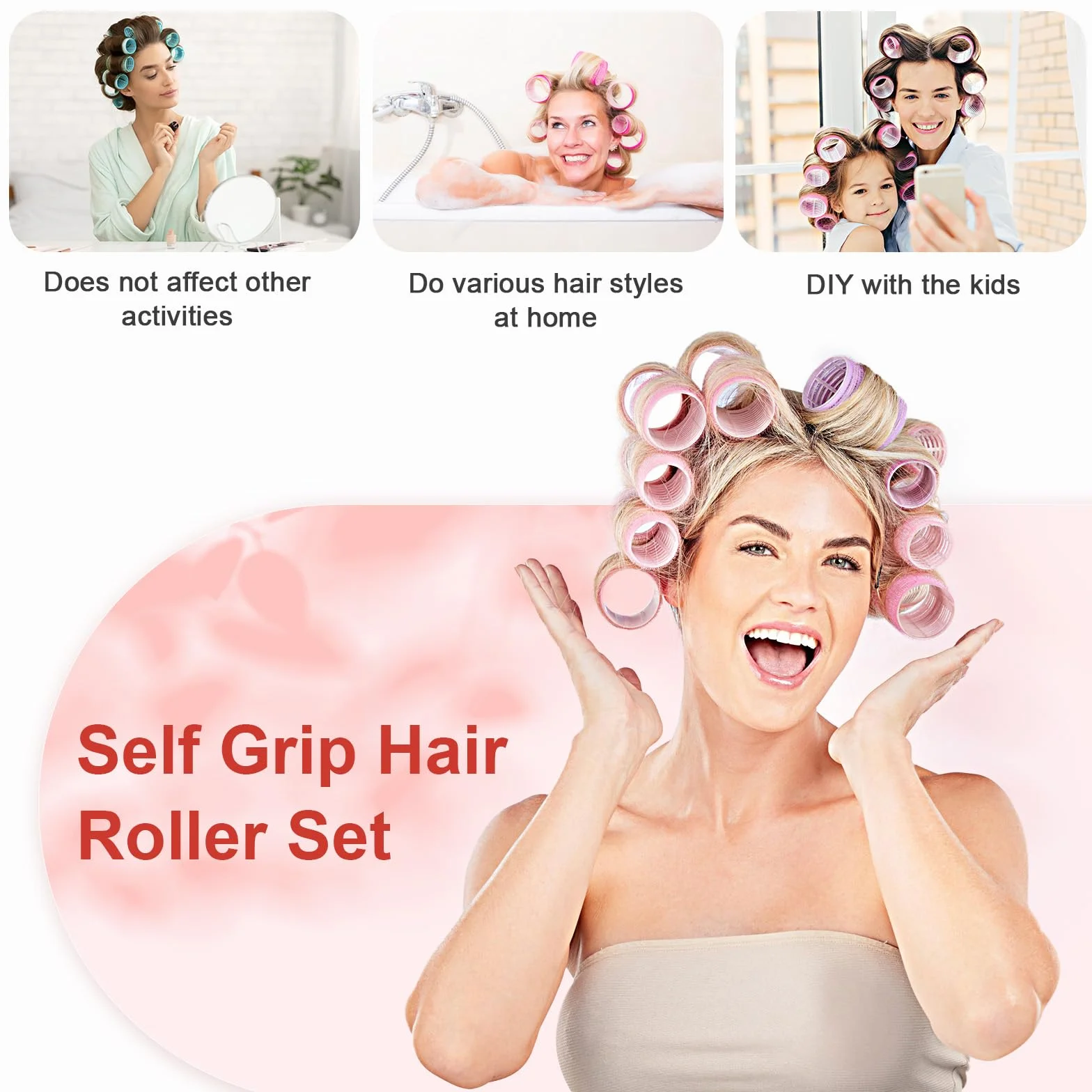 Bigoudis Cheveux 30 Pièces, Bigoudis Magiques 18 Pièces et Pinces Métalliques 12 Pièces pour Femmes DIY
