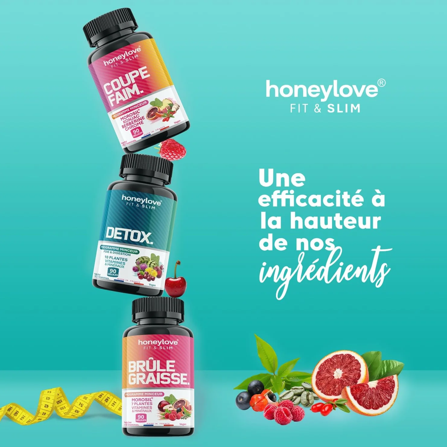 Coupe Faim Puissant Konjac Morosil Berbérine Chrome 90 Gélules Anti-Fringales Gestion Appétit Minceur Perte de Poids Naturel Vegan