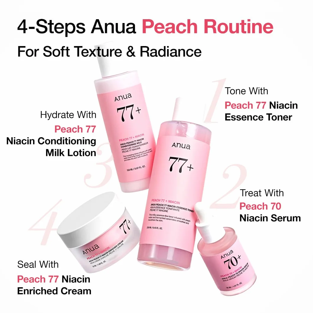 ANUA Tonique À L'Essence De Niacine Peach 77, Tonique Facial Pour Peau De Verre 250 Ml/8,45 Oz Liq. Transparent