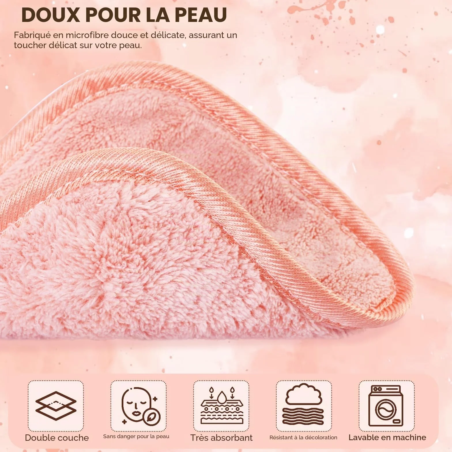 PHOGARY Pads Demaquillants Lavables, 12 Pièces Coton Réutilisable Visage, Microfibre Tampons Démaquillants