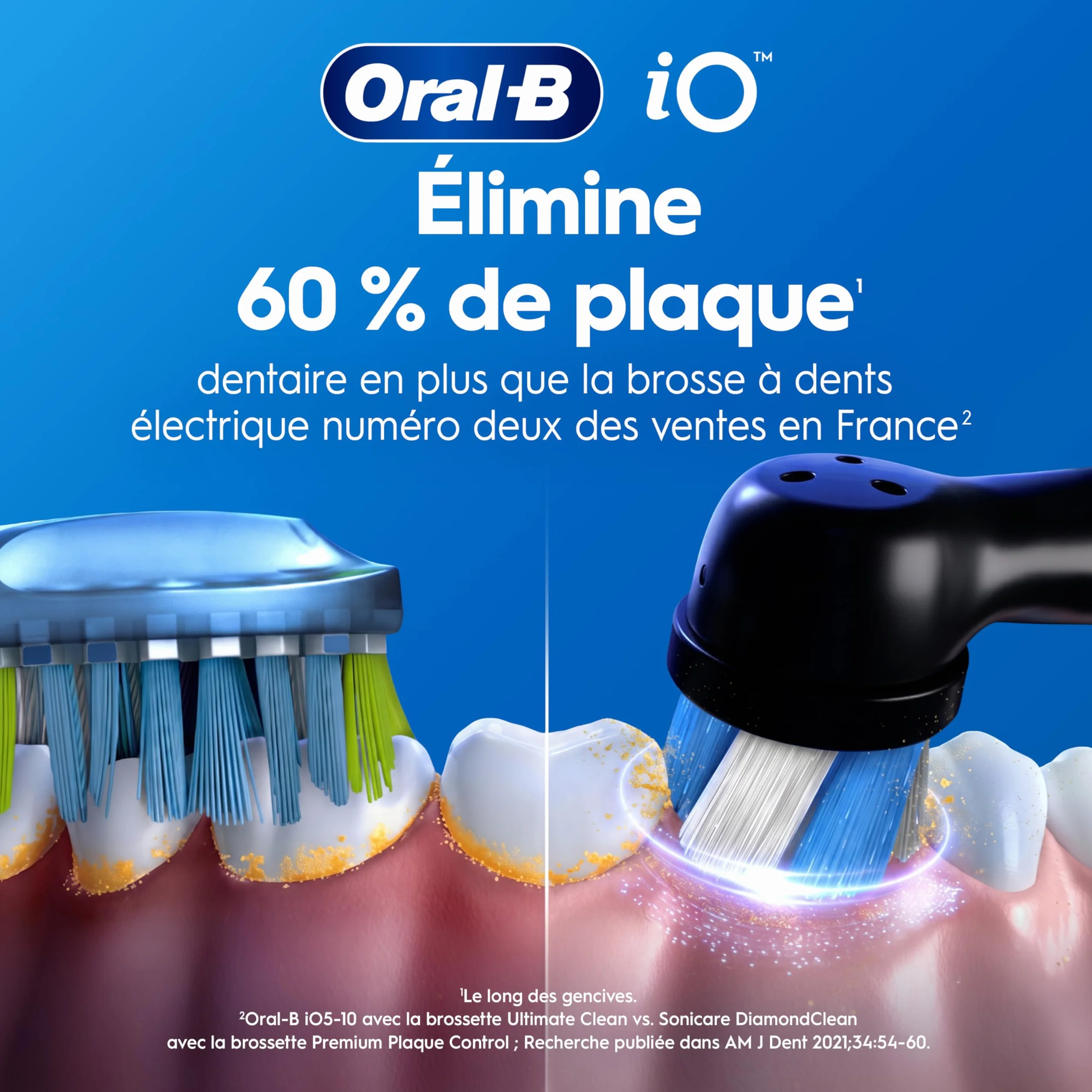 Oral-B Brosse à Dents Electrique iO 2 Noire – 3 Modes de Brossage, Capteur de Pression, Batterie Rechargeable