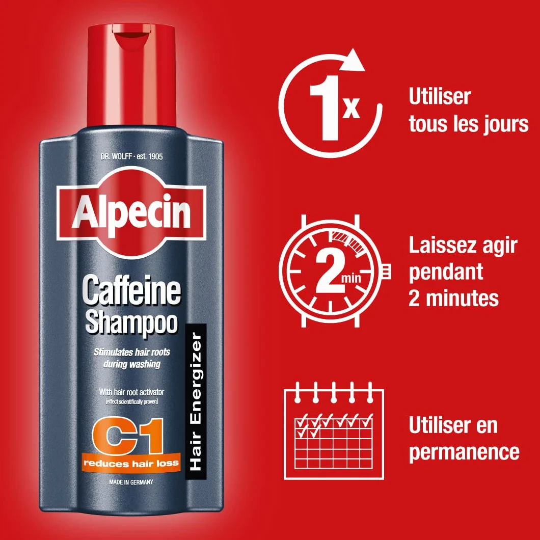 Alpecin Caféine Shampooing C1 375ml Anti-chute Cheveux Homme