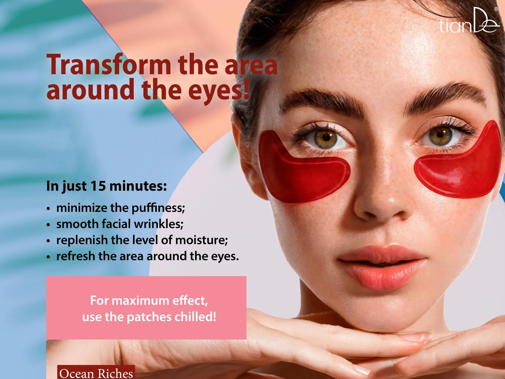 TianDe Patchs pour les yeux en hydrogel d'algues rouges et yuzu, 60 unités