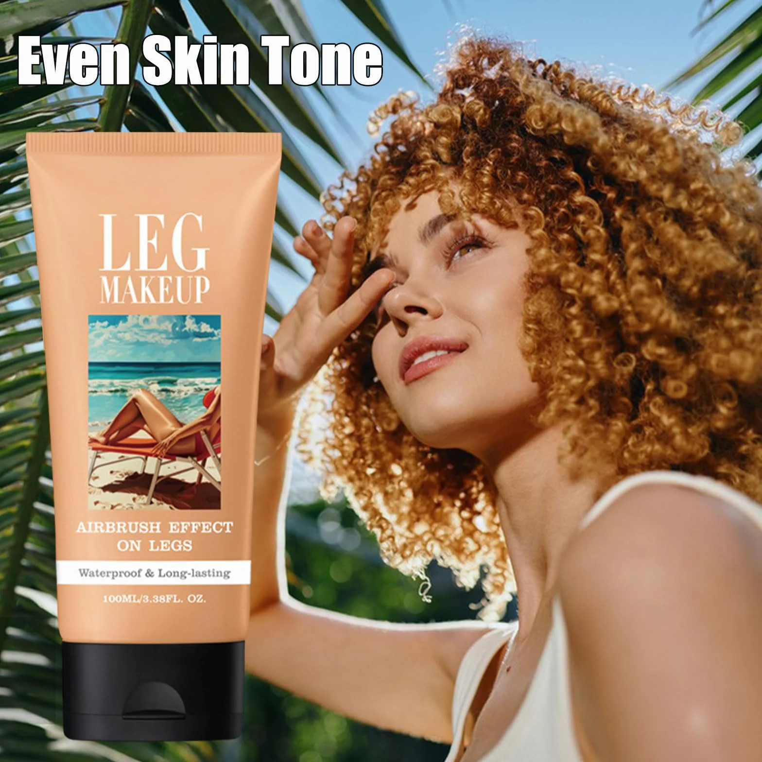 Fond de Teint Jambes Waterproof Leg Makeup with Brush Body Coverage Perfector Long-Lasting Sweat-Proof Coverage Concealer (#2)