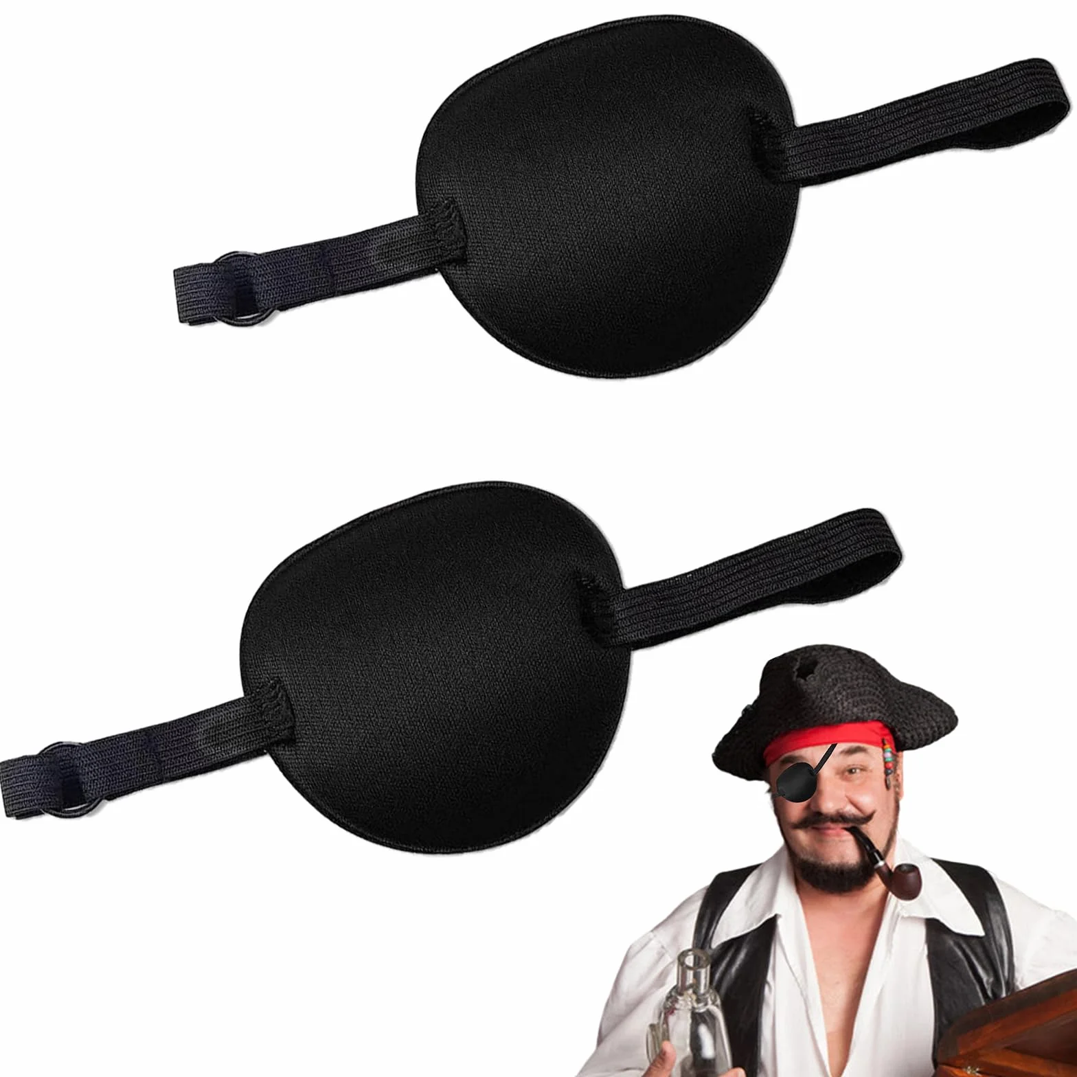 3D Cache Oeil Kit 2 Pièces Patchs Oculaires Médical Pirate Amblyopie Cosplay