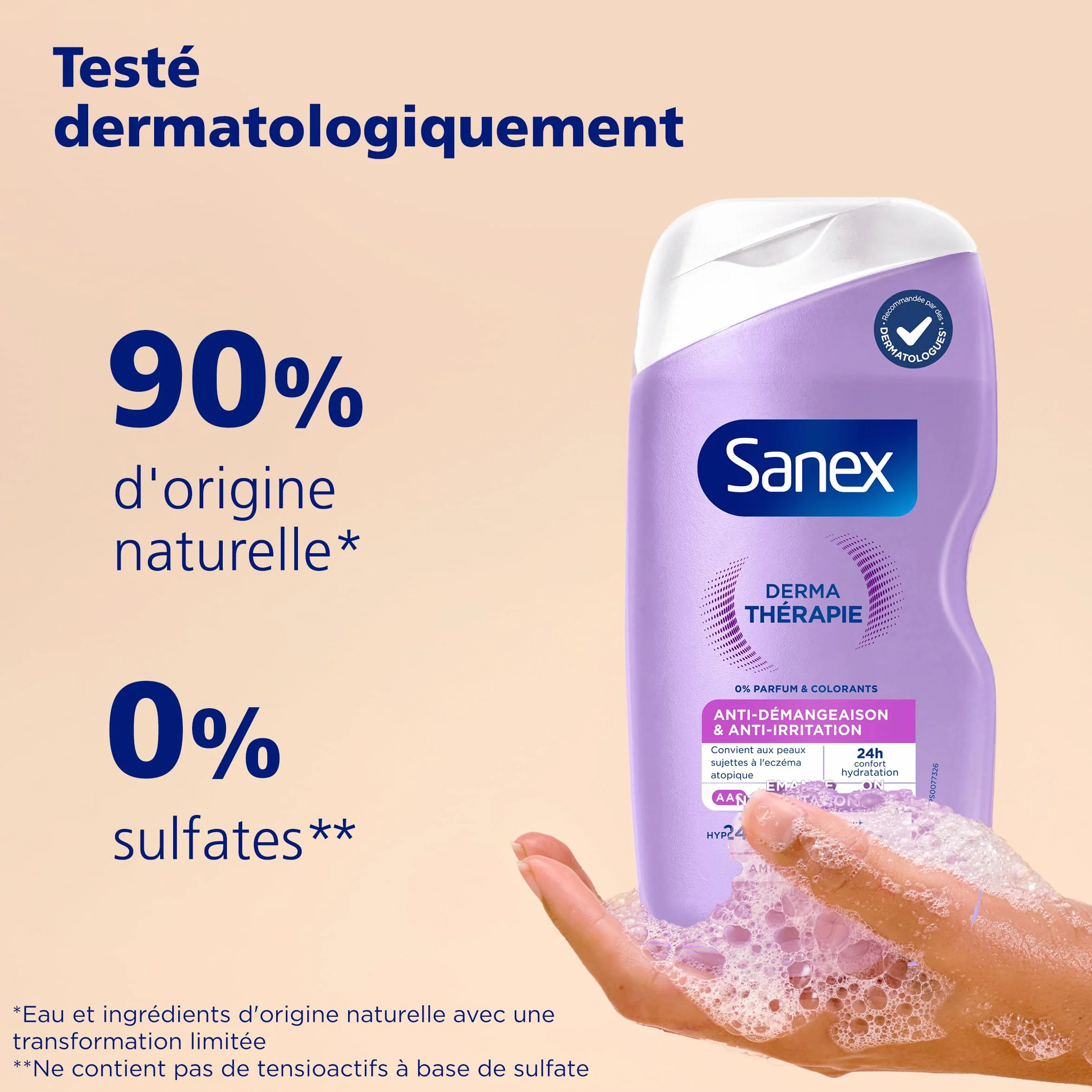SANEX Derma Thérapie Huile de douche anti-démangeaisons anti-irritations Gel Douche Peaux sujettes à l’eczéma atopique hypoallergénique 425 ML