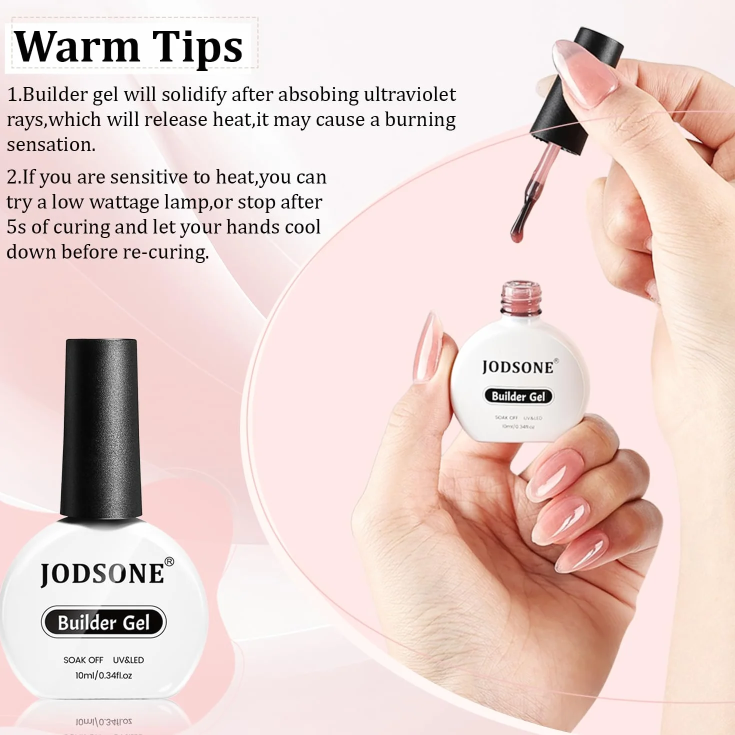 JODSONE Lot De 4 Boîtes Gel Construction UV 10ml Rose Nude Ongle Extension Modelage Renforcement