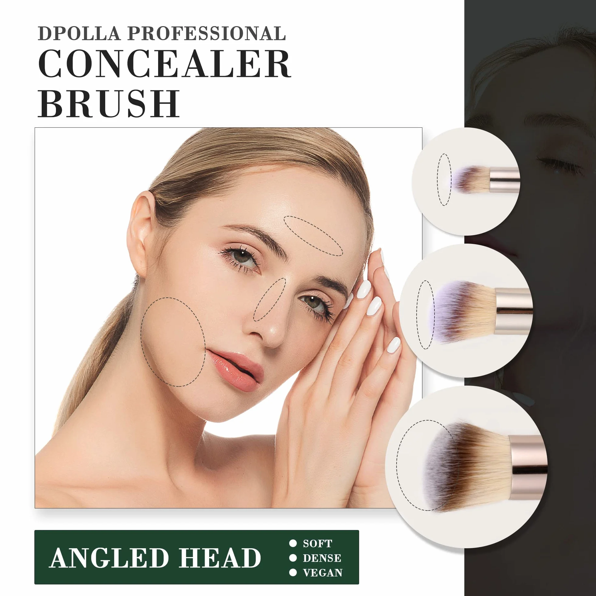Pinceau Fond De Teint Fluide 3 Pièces, Pinceau Anti Cerne, Pinceaux Maquillages Pour Le Teint