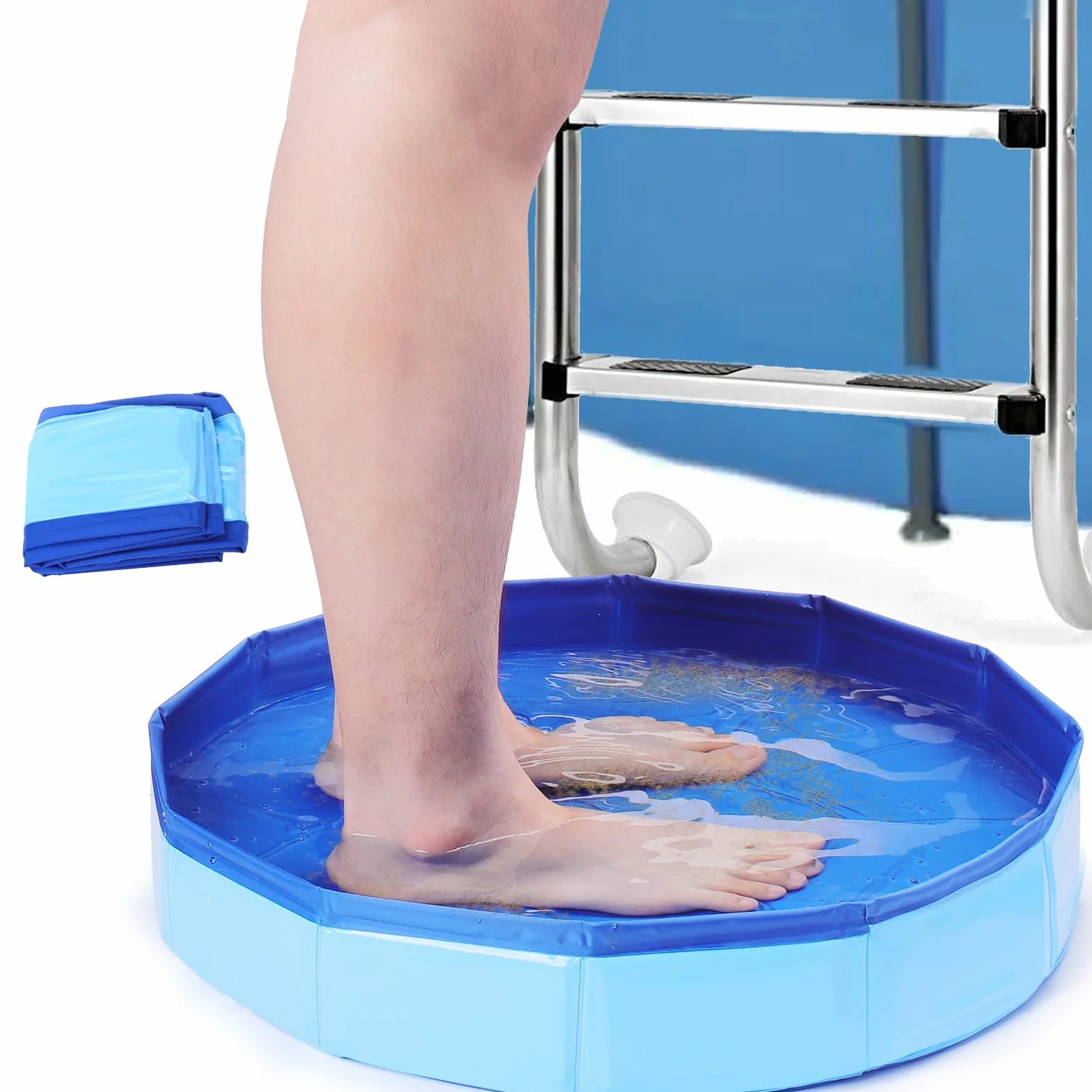Bassin Pédiluve Pliable pour Piscine, Receveur Bain de Pieds