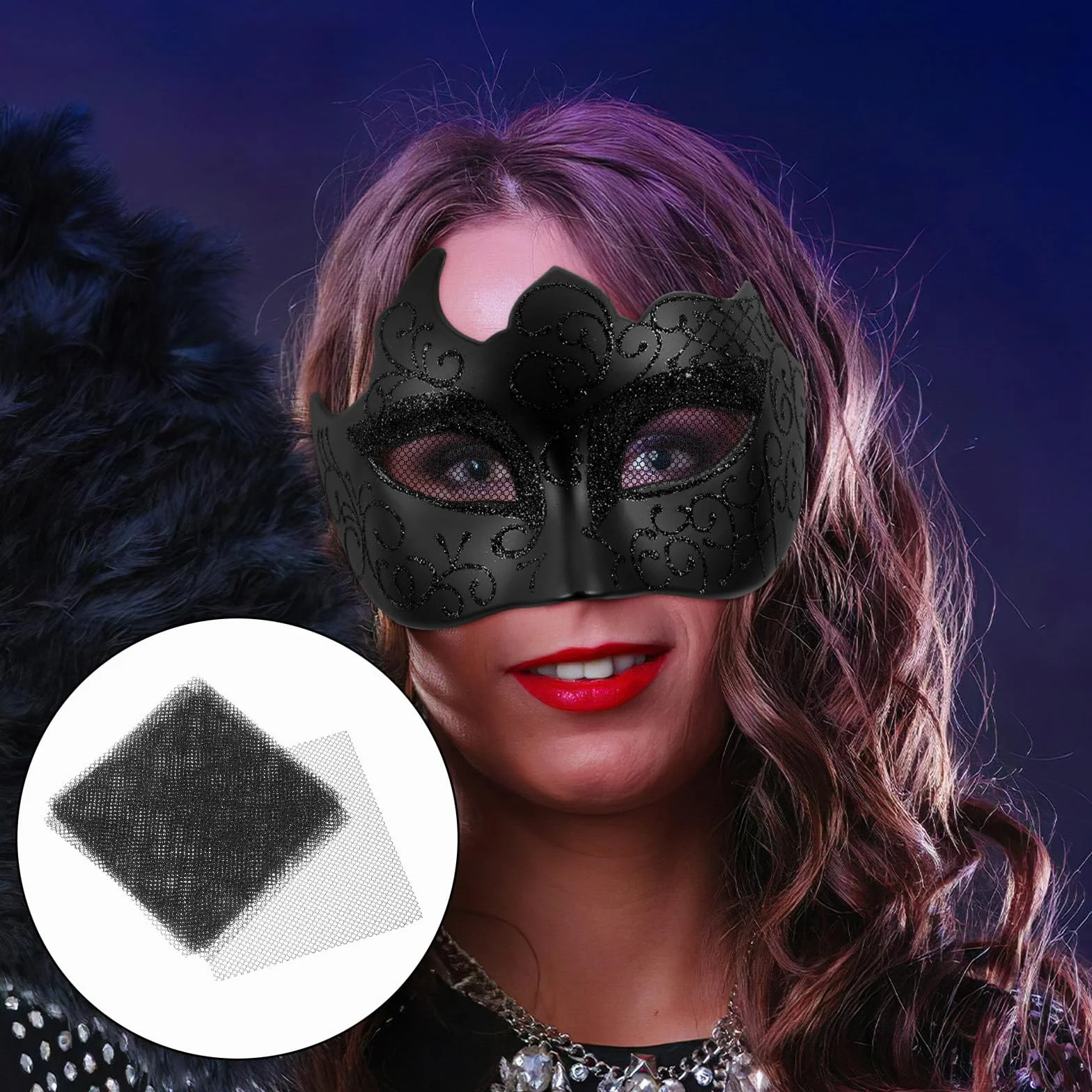 Maillage de Masque Réaliste en Tissu Maille Blanche Respirante Réutilisable 10pcs pour Costumes Furry