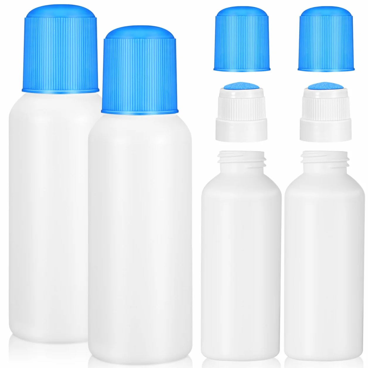 Lot de 4 bouteilles vides avec embout éponge - Bouteilles applicateurs en plastique réutilisables pour colle liquide et huiles essentielles
