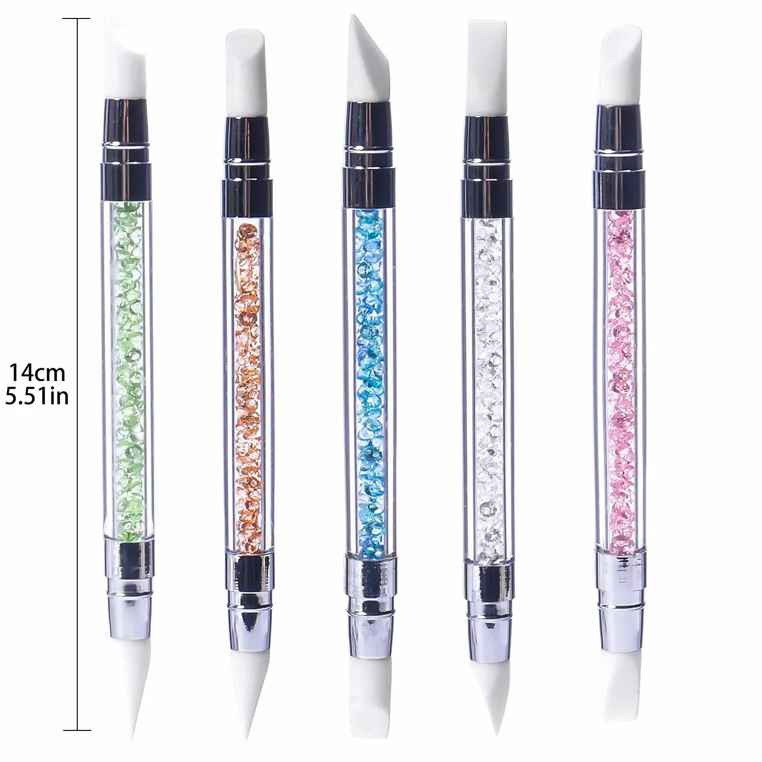 Pinceaux en Silicone Nail Art, 5 Pcs Sculpture Stylo Kit, Double Tête Outils pour Manucure