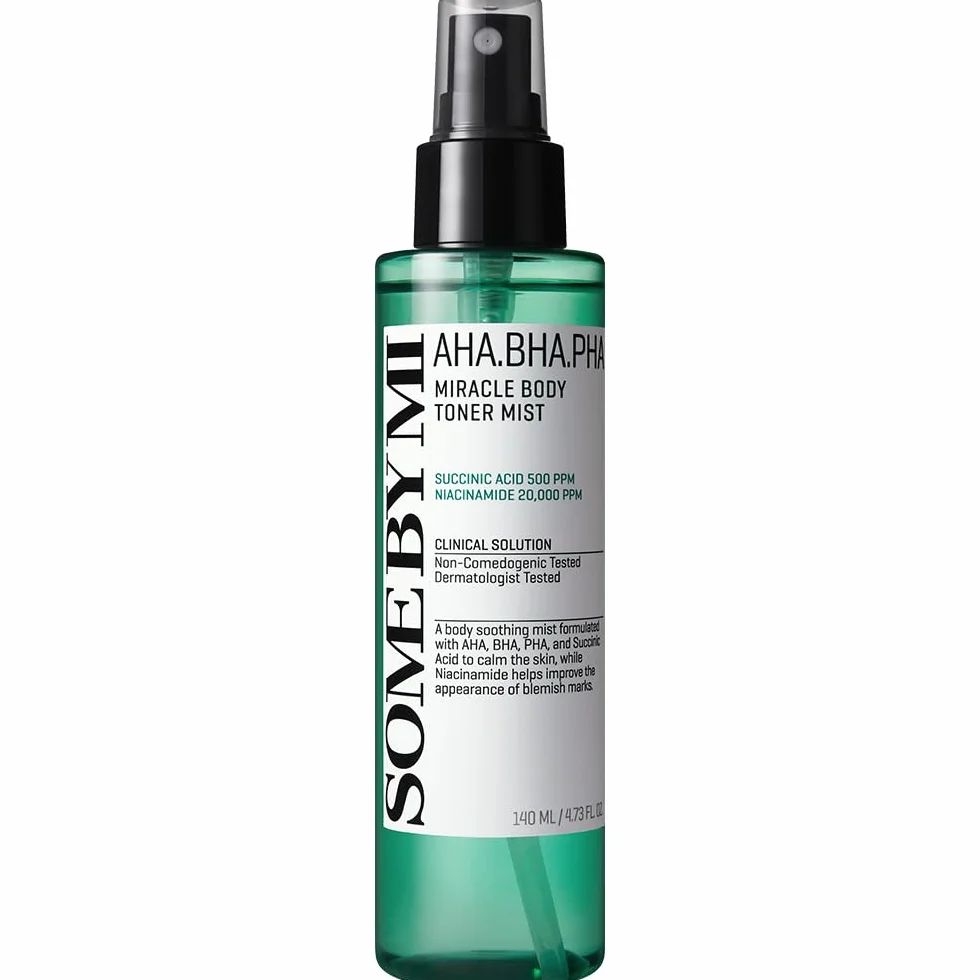 SOME BY MI AHA BHA PHA 30 Days Miracle Toner Mist – 140 ml – Spray pour l'acné corporel pour le dos et la poitrine, exfoliant avec acide salicylique, arbre à thé, niacinamide – Soin coréen de la peau