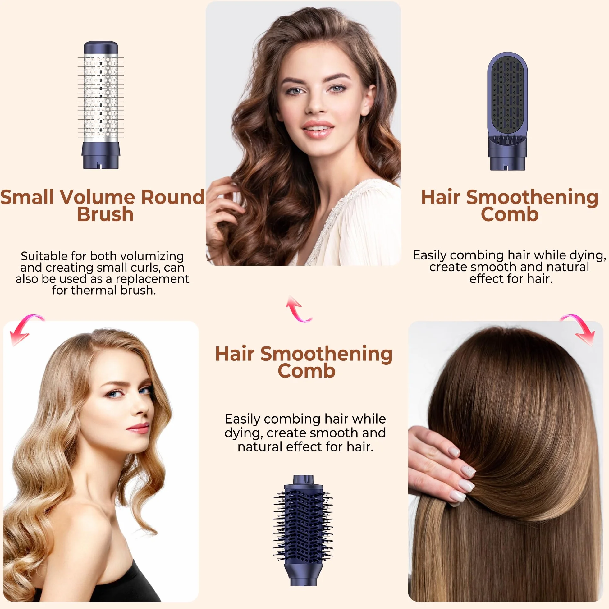 Pro Air Brush Styler 7 en 1 Brosse Soufflante Sèche Cheveux Haute Vitesse Ionique 110000 tr/min Bleu