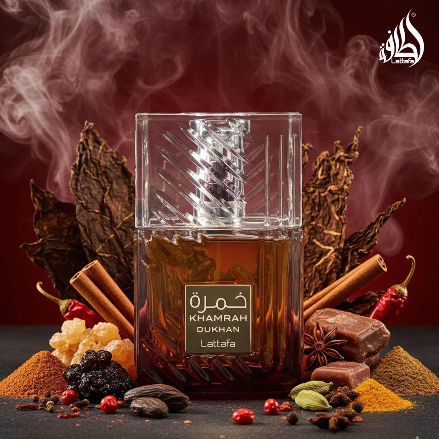 Khamrah Dukhan Eau de Parfum de Lattafa 100 ml - Eau de Parfum unisexe - Piment fumé et épicé