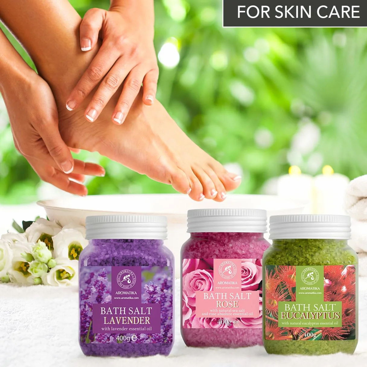 Sels de Bain Set 3x400g Lavande Rosa Eucalyptus Naturelle