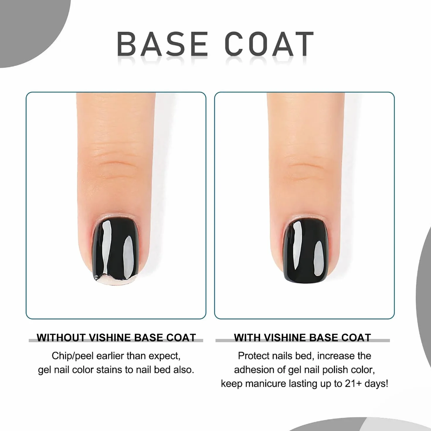 Vishine 16ml HEMA FREE Top Coat et Base Coat UV/LED Vernis Gel Semi Permanent DUO No Wipe 2PCS
