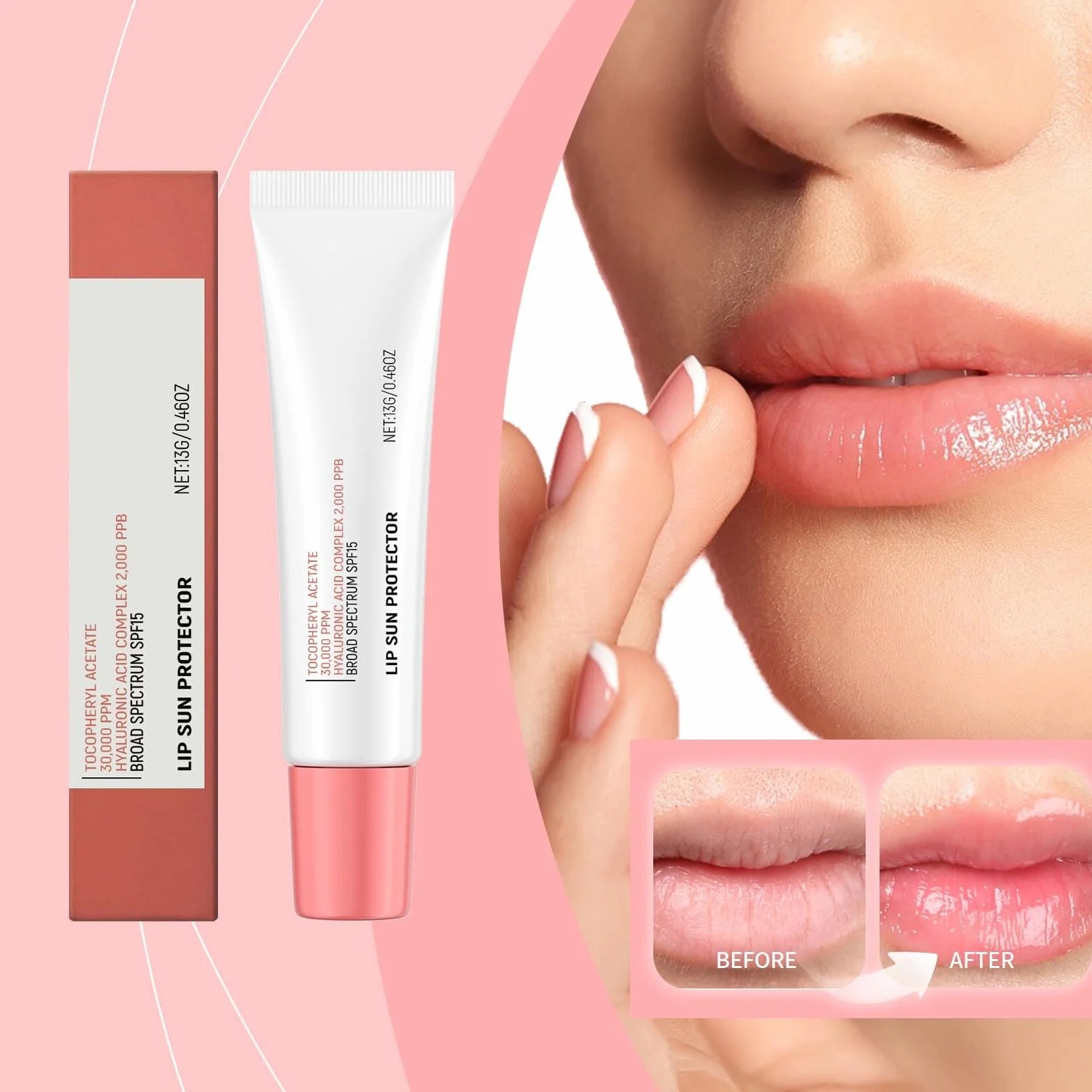 Tinted Glow SPF 15 Sunscreen Lip Balm with Hyaluronic Acid and Vitamin E for Dry Sensitive Lips