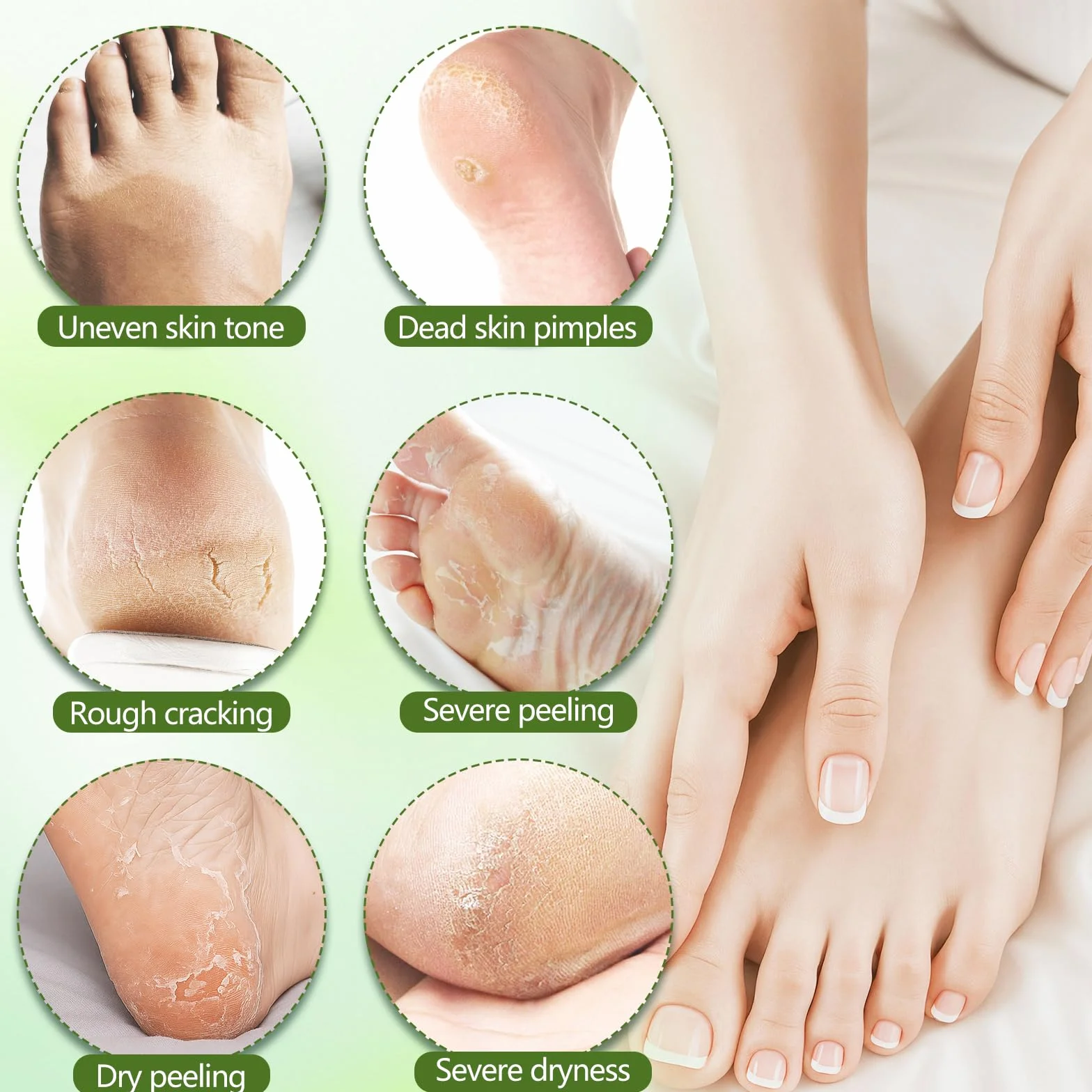 Masque Pieds Peeling Exfoliant Aloe Vera Avocat, Chaussettes Nourrissantes pour Peaux Sèches