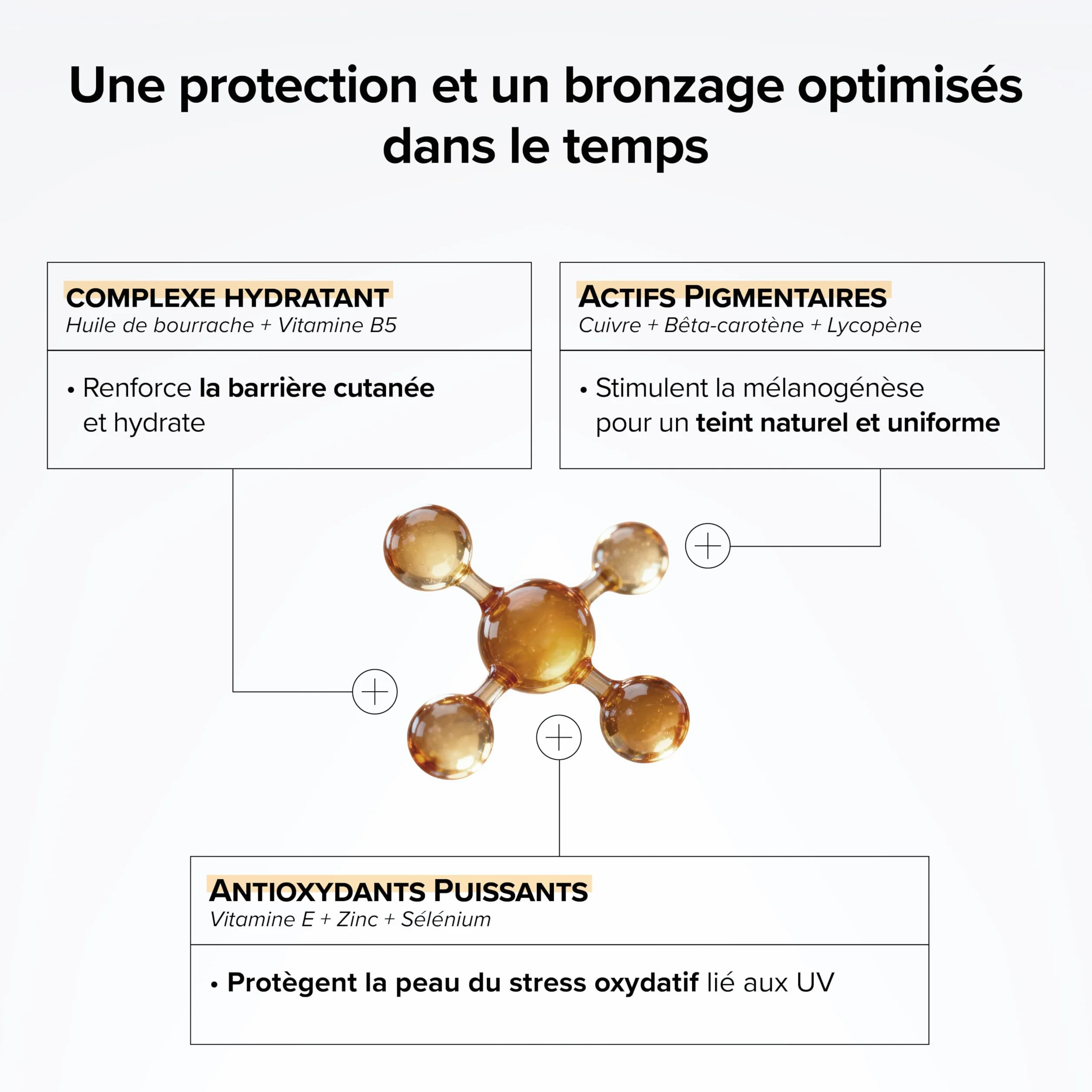 Beyond Elements Préparateur Solaire 3-en-1 Beta Carotene Huile de Bourrache Cuivre 2 Mois Vegan