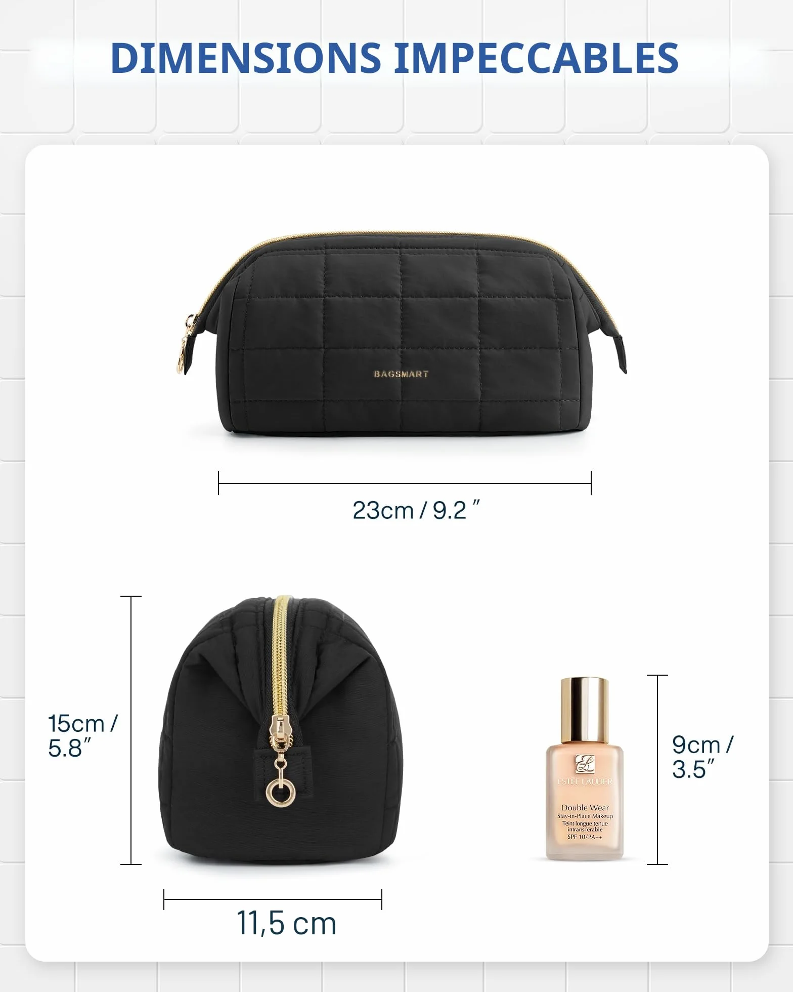 BAGSMART Trousse de Maquillage de Voyage rembourrée à Ouverture Large Noir