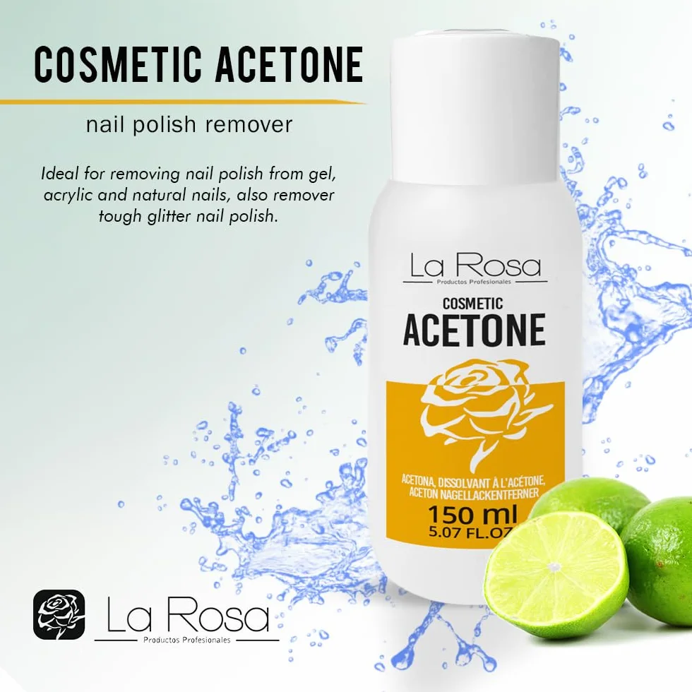 LaRosa Acétone 100% Pure Dissolvant Vernis Semi Permanent Gel UV/LED Soak Off 150 ml