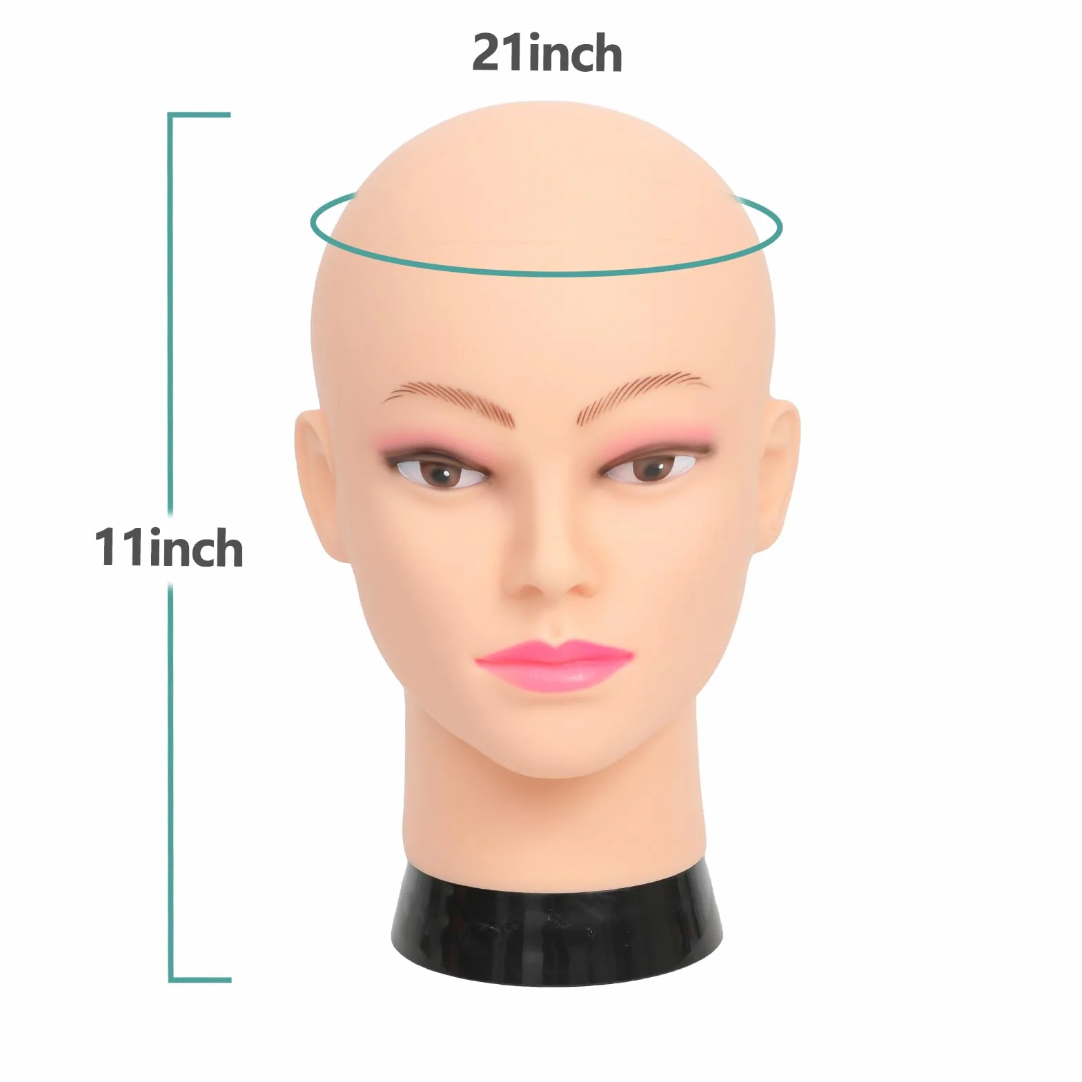 Tête de mannequin chauve pour femme - Tête de mannequin chauve pour la fabrication de perruques et présentoir - Avec pince de table gratuite (GT-B)