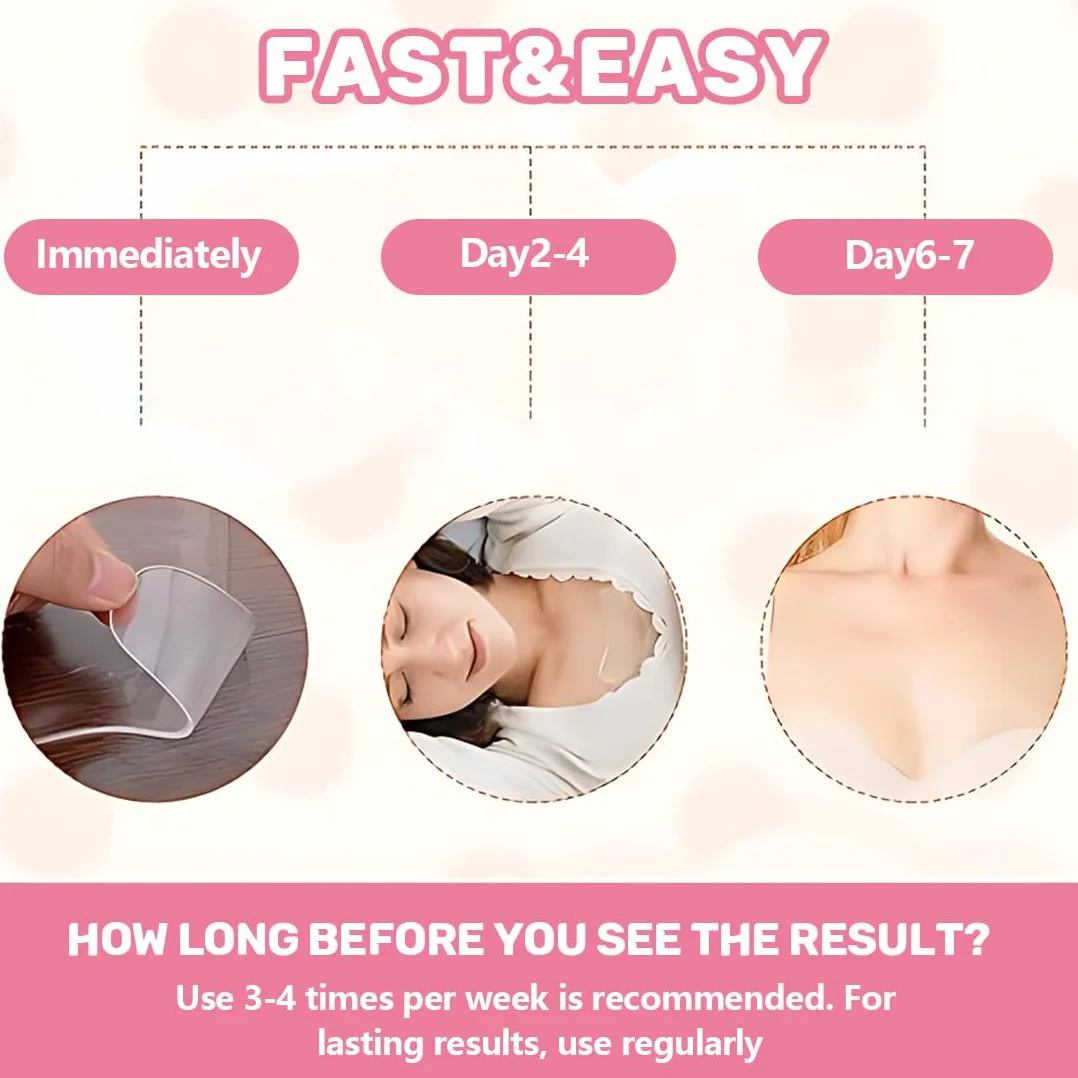 Lot de 4 patchs anti-rides en silicone réutilisables pour poitrine et décolleté