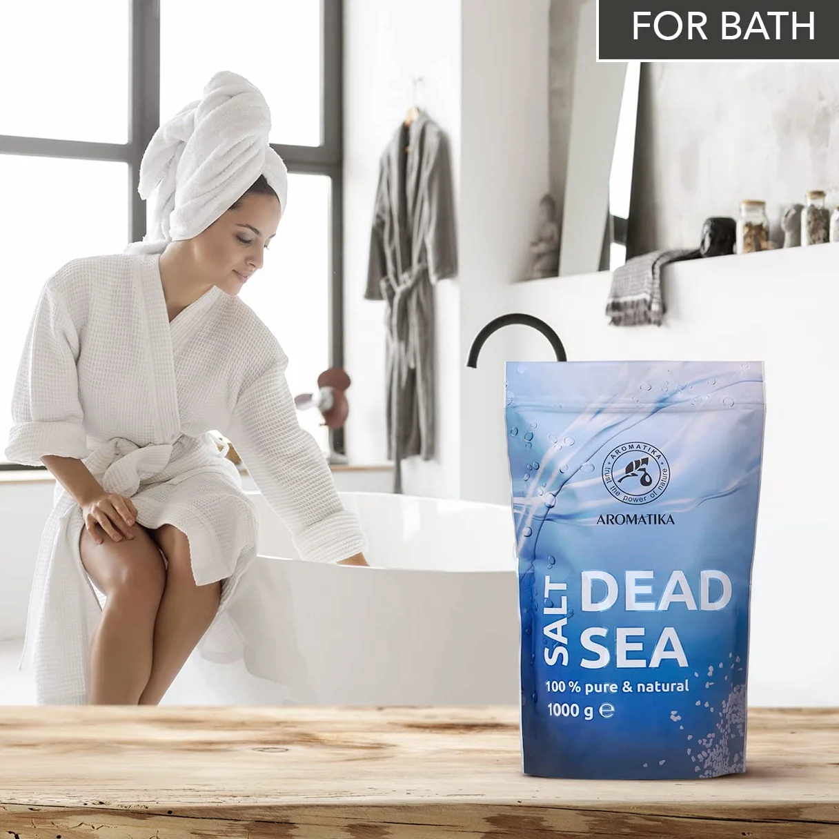 Sel de Mer Morte 1000g (zipper) - Pur et Naturel 1Kg - Idéal pour Bien Dormir - Soulagement du Stress - Bain - Beauté - Relaxant - Sels de Bain - Bath Salt Dead Sea