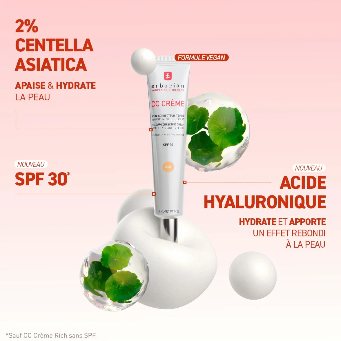 Erborian CC Crème Centella Asiatica Illuminateur Teint Haute Définition Visage SPF 25 Soin Coréen