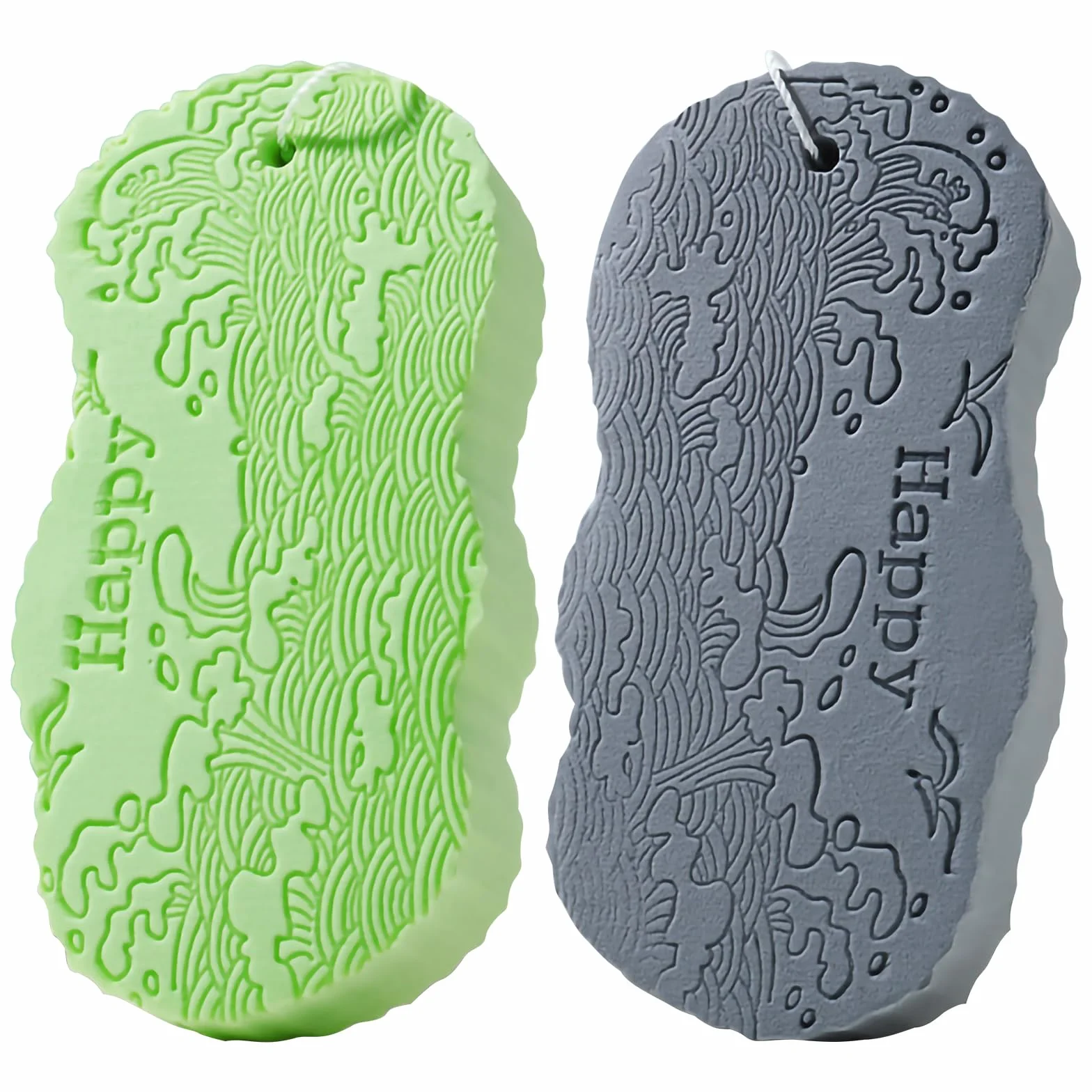 Éponge Exfoliante Corps, Lot de 2 Éponges Douche Naturelles, Super Douces