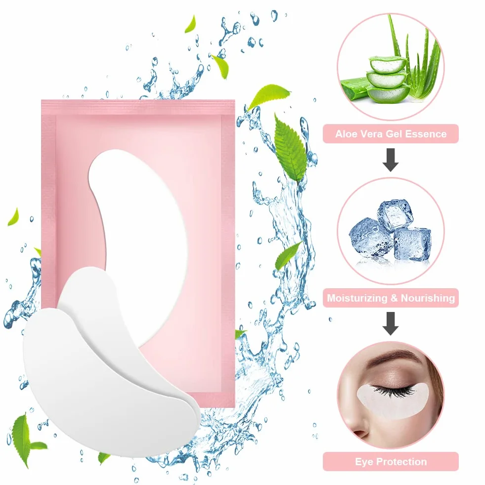 URAQT Patchs Pour Extensions de Cils 50pcs Gel Patch de Cils Eye Pad Rose