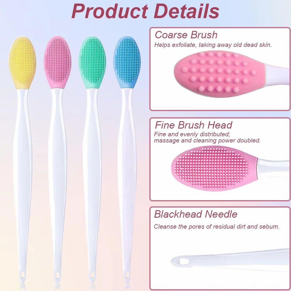 Pinceaux à Lèvres Double Face en Silicone 8 Pièces Exfoliant Nettoyage Nez