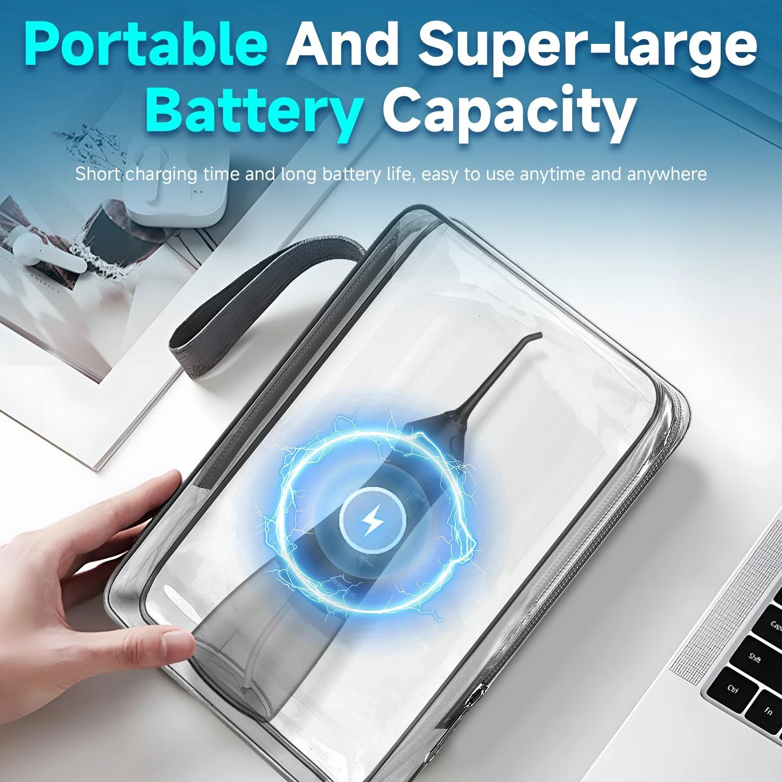 Water Flosser Jet Dentaire Sans Fil 300ML 12 Modes IPX7 Portable