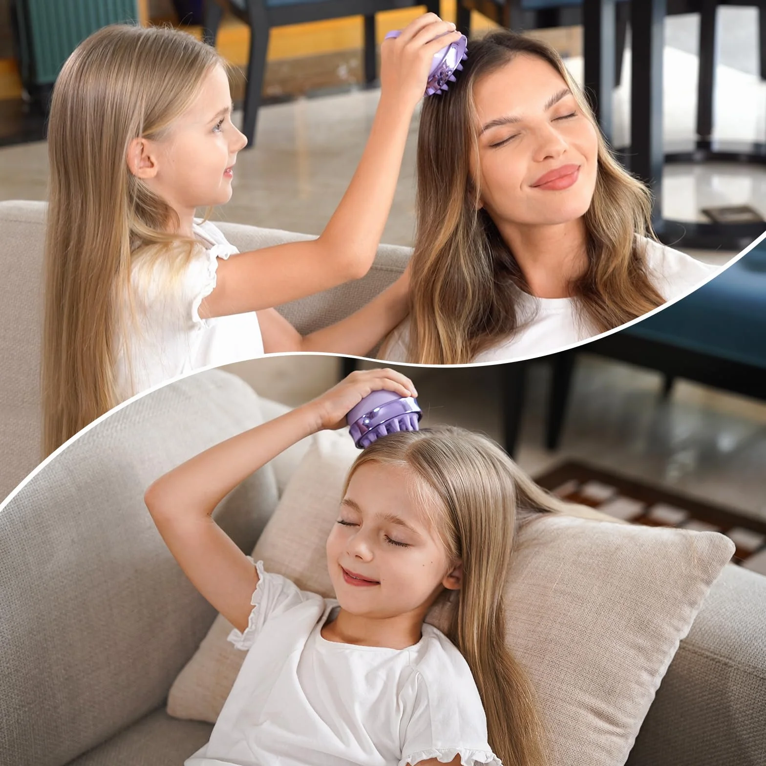 Brosse Massage Cuir Chevelu Scalp Massager Nettoyage Profondeur Silicone Double Face Exfoliation Pellicules